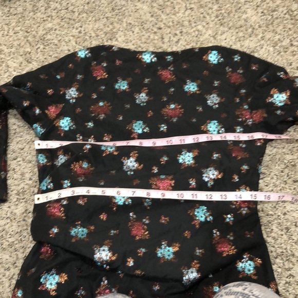 Lake Studio Sheath Dress Size 4 Black Glittery Floral Tie Waist Mini - Picture 5 of 11